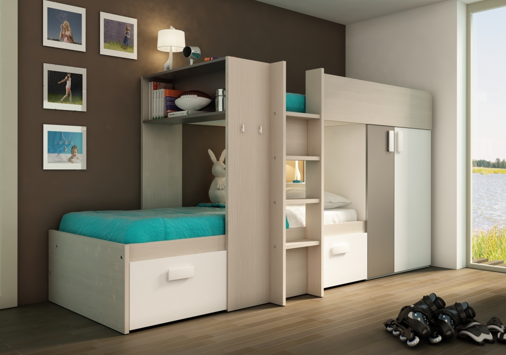 De ideale oplossing een kleine slaapkamer? Een bed en bureau ineen. - -